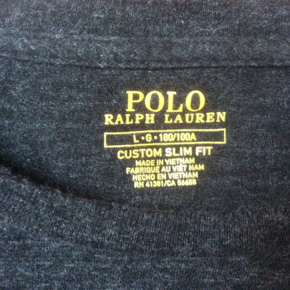 Polo Ralph Lauren Grey Pony Custom Slim Fit Tee Large - Picture 2 of 6